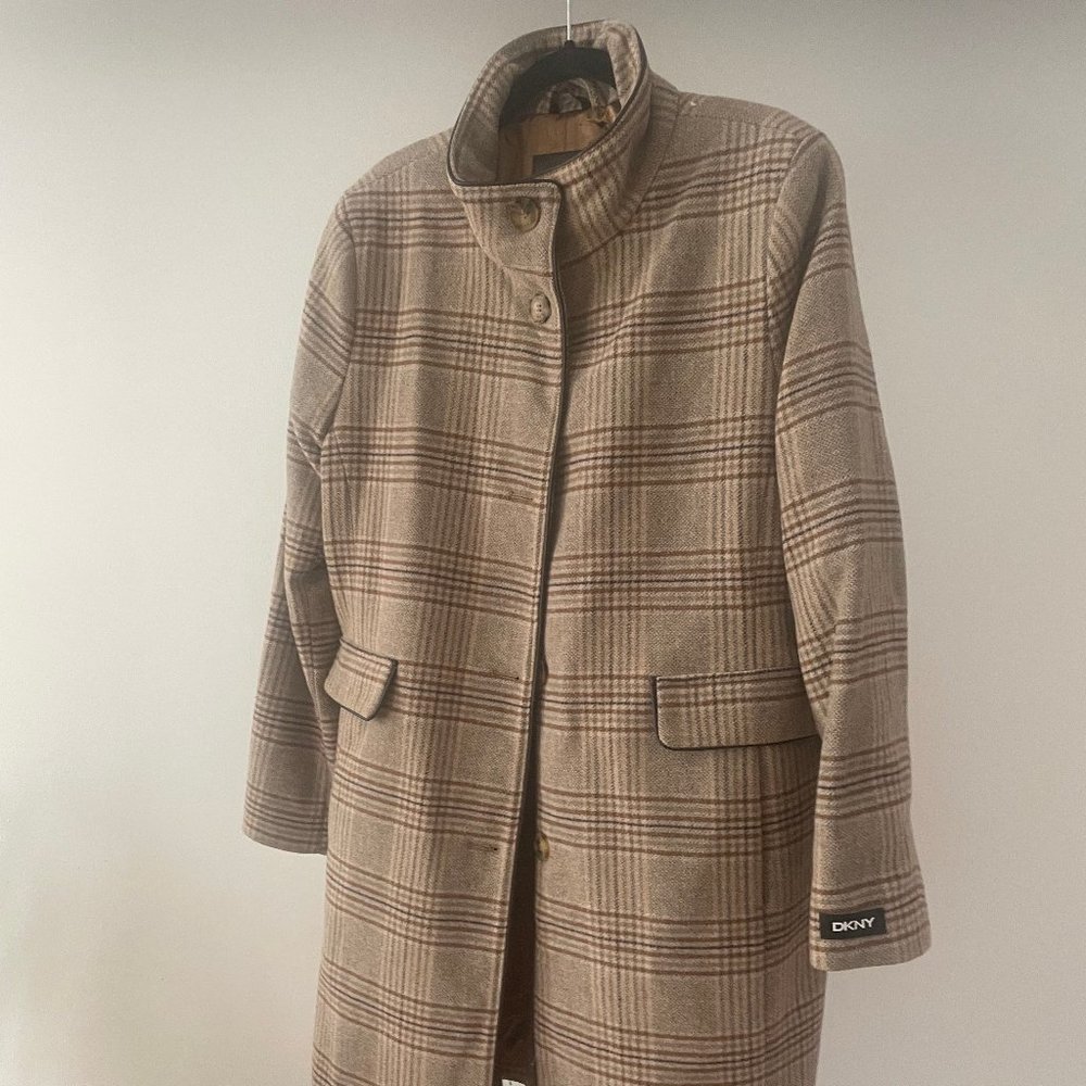 DKNY Plaid Walker Coat